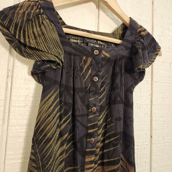 TANOA Nu'uuli Flutter Sleeve Girl's Dress TD801 Palm Leaf Made in Hawaii size 10 - Picture 1 of 10